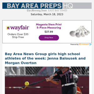 Bay Area News Group girls high school athletes of the week: Jenna Balousek and Morgan Overton