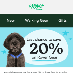 ⏰Time is running out! One day left for 20% off Rover Gear ⏰