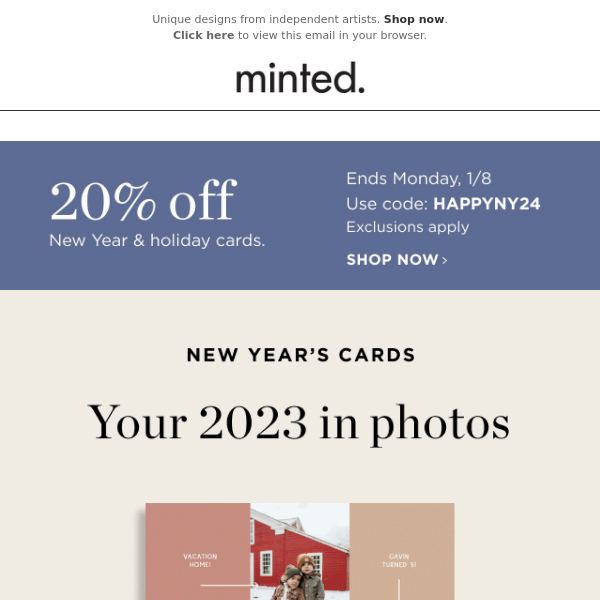 Celebrate 2024 with 20% off New Year cards
