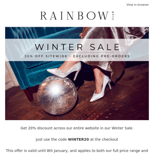 Get 20% Off In Our Winter Sale ❄