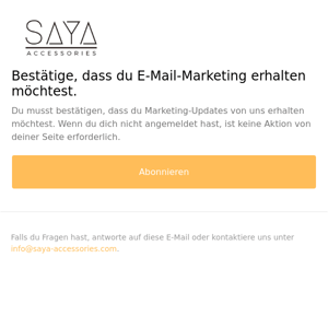 Bestätige, dass du E-Mail-Marketing erhalten möchtest.