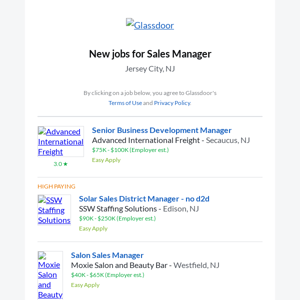 Sales Manager at Project EATS and 14 more jobs in Jersey City, NJ for you. Apply Now.