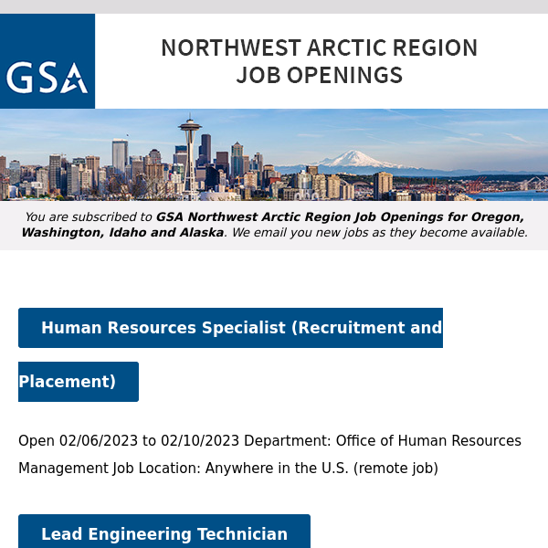 New/Current Job Opportunities in the GSA Northwest Arctic Region