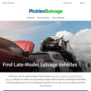 Find Late-Model Salvage Vehicles Today