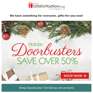 Last Day To Save Over 50% on Holiday Doorbusters!