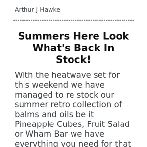 LAST DAY! Summer Retro Collection Back In Stock At Athur J Hawke + 27% Off + £1.99 Shipping