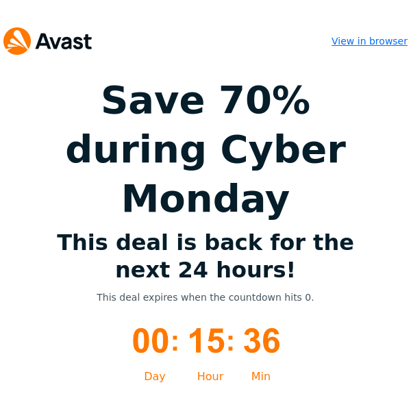Surprise! Cyber Monday sale: Save 70%