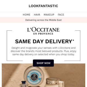 Same Day Delivery on L'Occitane 💛