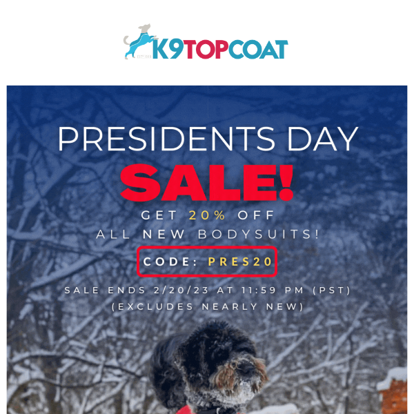 20% OFF Presidents Day Sale? Woof! 🐶