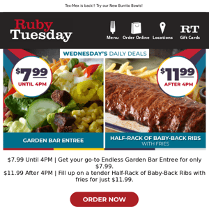 😎 Save on ribs or a salad during today’s Daily Deal!