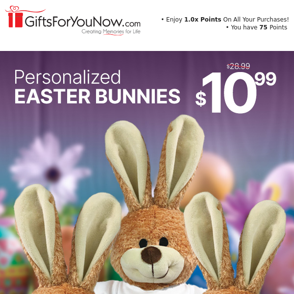 🐰$10.99 Personalized Easter Bunnies! Save Over 60%