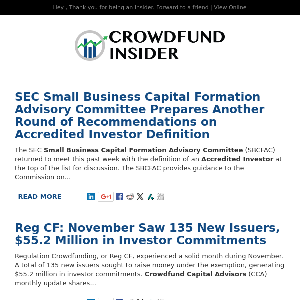 Accredited Investor Definition Again, Fintech and AI, Reg CF Update 😎