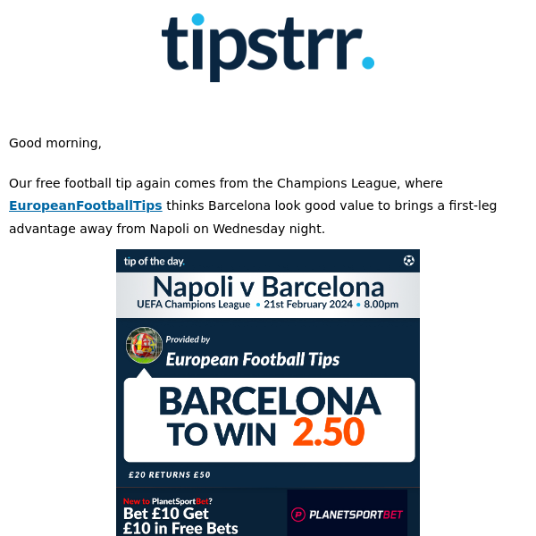 Free football tips from Wednesday night's Champions League action