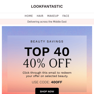 IT'S BACK: 40% Off Our Top 40 Brands ⚡