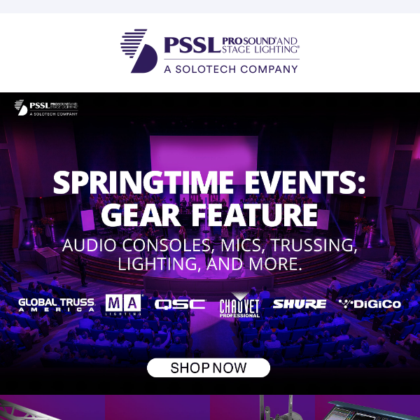 Springtime Events: Gear from Shure, MA, QSC, and more