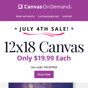 July 4th Sale: $20 12x18 Canvas is Back Again!