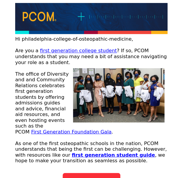 PCOM offers guidance for first generation students