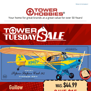 Tower Tuesday: Save $15 on Guillow Piper Super Cub 95 Laser Cut Kit