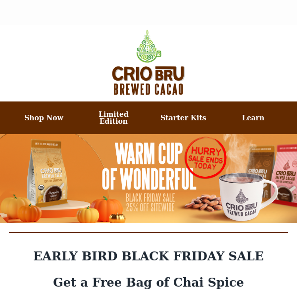 Time's Ticking: Early Bird Black Friday Sale Ending Soon - Crio Bru