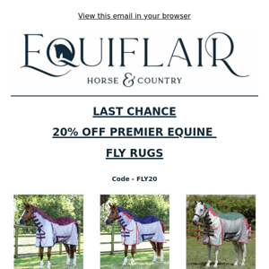 Last Chance - 20% Off Premier Equine Fly Rugs!