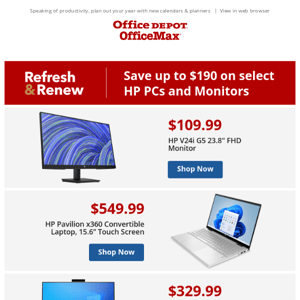 HP is the way to productivity. Save up to $190 on PCs & Monitors