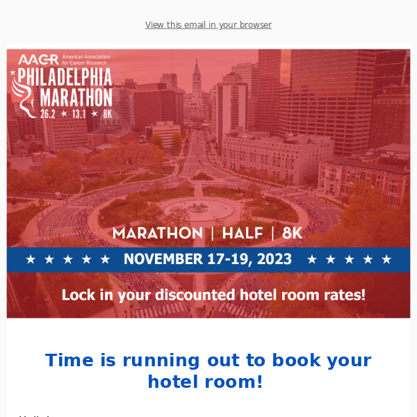 Time is running out to book your hotel room!