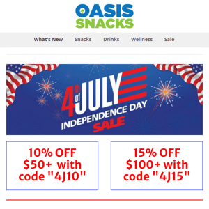Independence Day Sale! 15% Off $100+ and 10% Off $50+