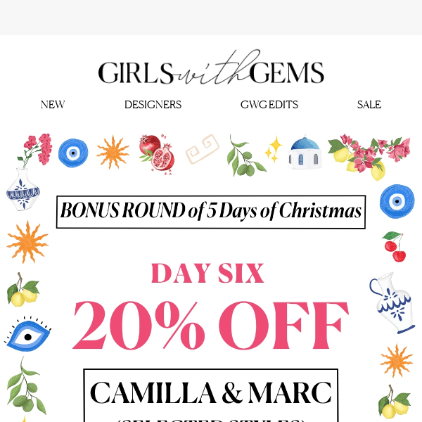 20% off select Camilla and Marc 🌶️🎅