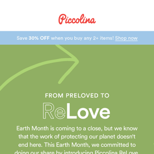 Shop sustainably with Piccolina ReLove ♻️