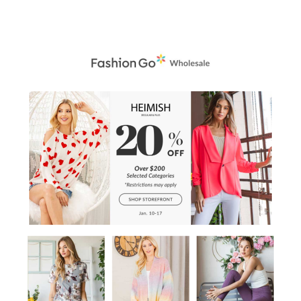 20% Off Select Styles-> Heimish
