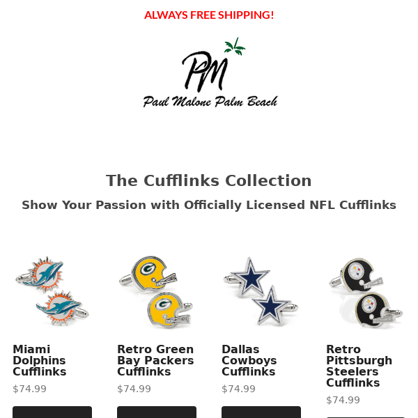 NFL Cufflinks and Accessories for the New Season