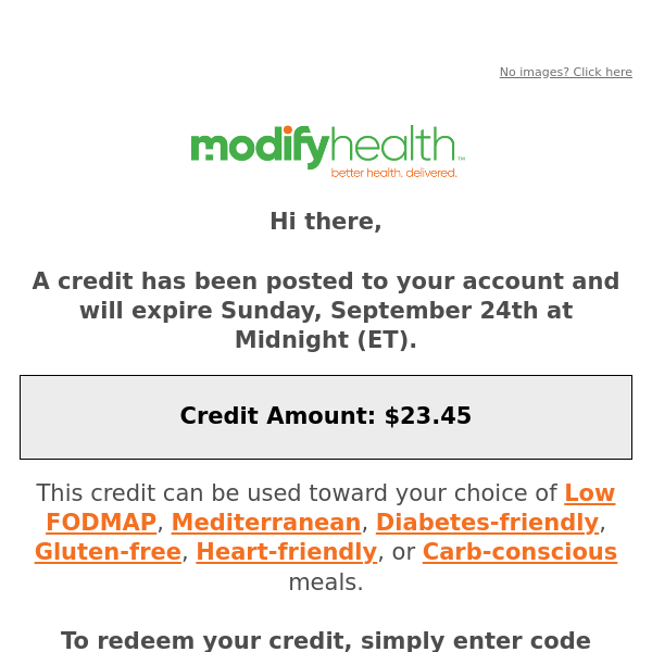 A $23.45 credit has been added to your account!