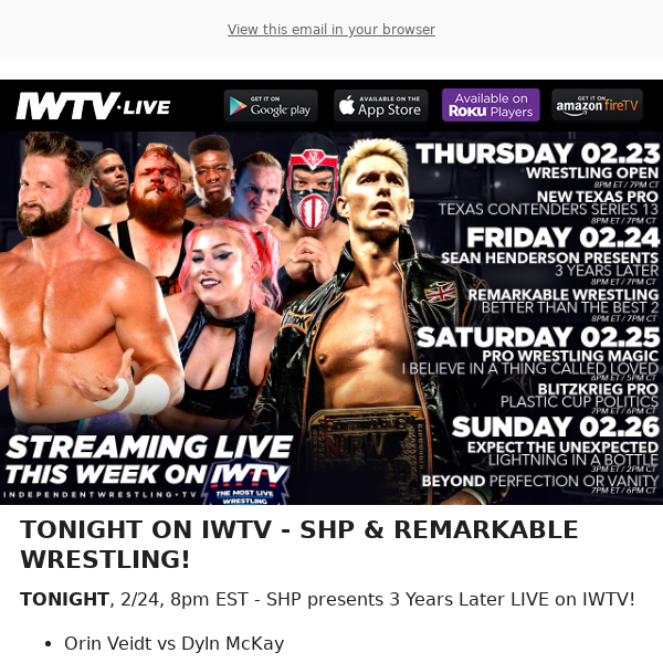 TONIGHT on IWTV - SHP & Remarkable!