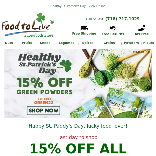 15% OFF GREEN POWDERS🍀 Last Day!