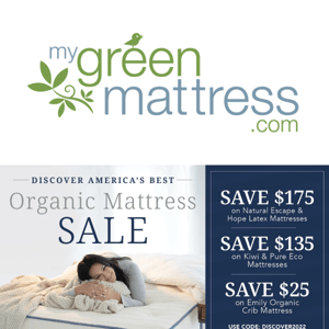 Save $175 | Discover America's Best Organic Mattress Sale