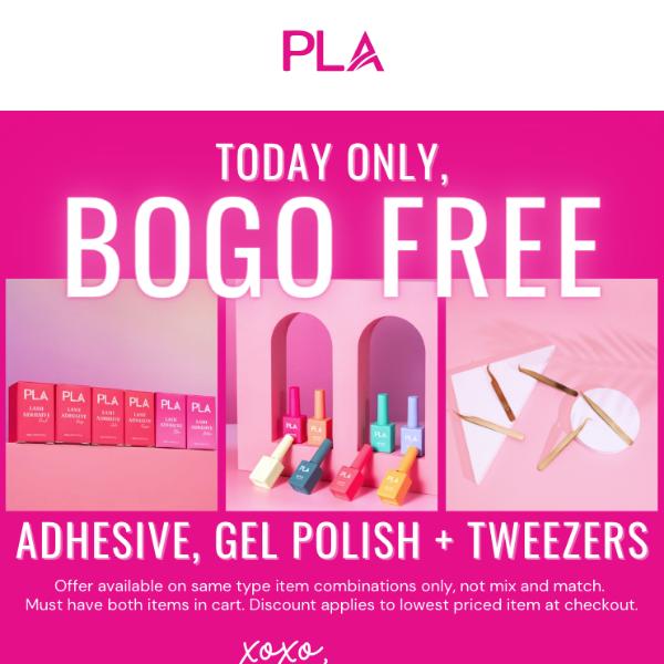 BOGO FREE Adhesive, Gel Polish & Tweezers!