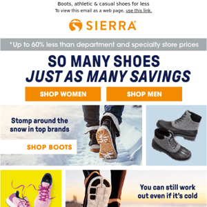 Save up to 60%* on top shoe brands