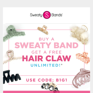 Get A Free Hair Claw Gift With Every Sweaty Band! 💝