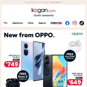 Just in! New Oppo Reno10 smartphone plus FREE Oppo Enco X headphones with purchase!