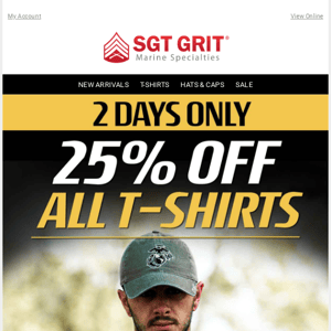 DEAL ALERT: 25% off ALL T-SHIRTS!