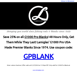 Hurry! Save 25% On G1000 Pro Blanks!