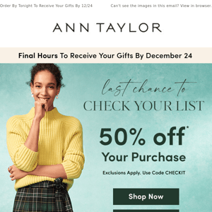 50% Off Your Purchase Is Going, Going…