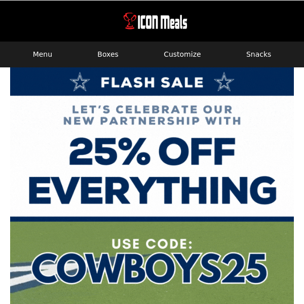 \ud83c\udfc825% Off to celebrate our Dallas Cowboys partnership - Icon Meals