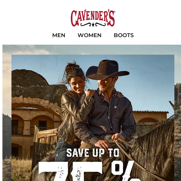 Up To 75% Off Apparel & Boots