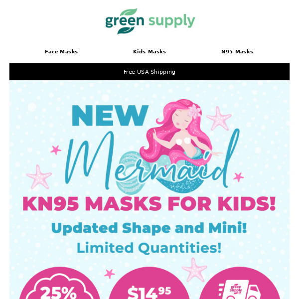 🧜‍♀️NEW STYLE ALERT! Mermaid Kids KN95 Masks!