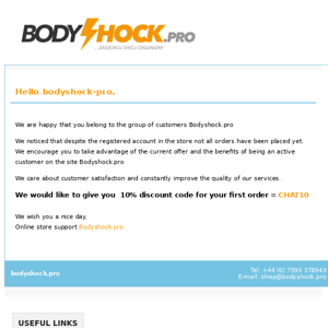 Bodyshock Pro - Discount code for first order
