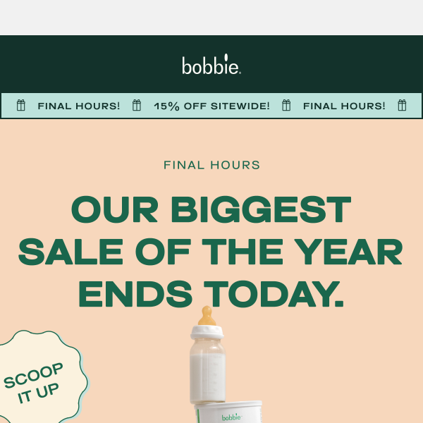 Last chance to get Bobbie at $22 a can