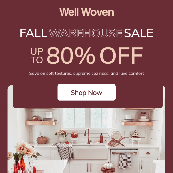 80% off stylish rugs 🍂 Fall Warehouse Sale starts today!