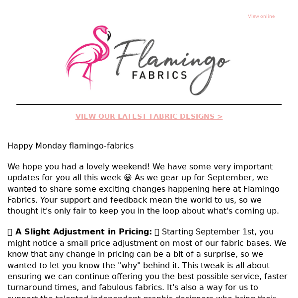 Flamingo Fabrics Important Updates & Last Call for Flamingo Points!🦩