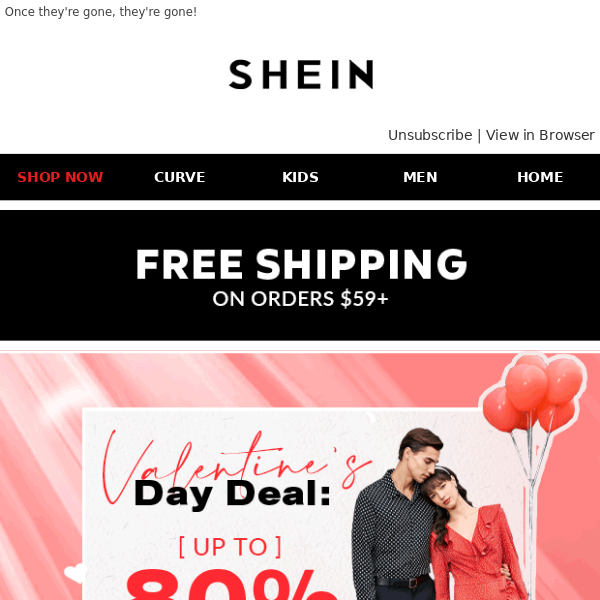 Valentine's Day Deal: Up to 80% Off